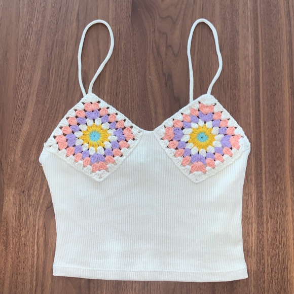 ZARA RIBBED CROCHET CROP TOP - Picture 5 of 8